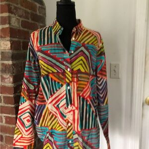 J.Crew new with tags multicolored shirt, lightweight  great for summer size 12